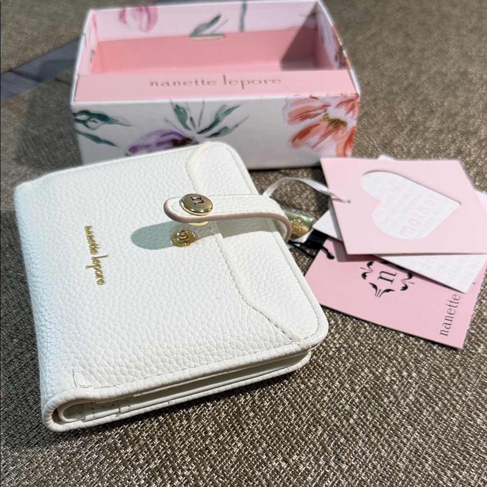 Nanette Lepore Cream Wallet with Gold Accents